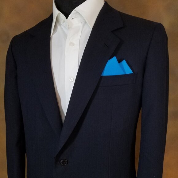 New - Ocean Blue Cotton Pre-Folded Pocket Square Handkerchief Insert - Picture 5 of 6